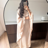Abaya à plumes [ beige ]