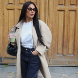 Balloon sleeve trench coat