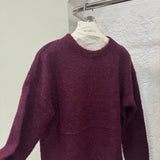 Pull col rond en laine et angora cerise