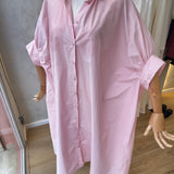 Robe chemise très longue [ rose bébé ]