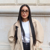 Balloon sleeve trench coat