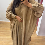 Ensemble chemise longue et pantalon doublé en voile de coton camel