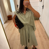 Ensemble chemise sans manche et bermuda [ vert ]