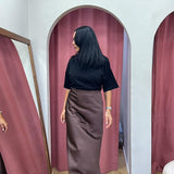 Jupe en satin longue [ marron ]