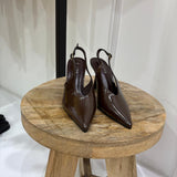 Patent leather heels [brown]