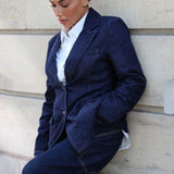 Fitted denim blazer