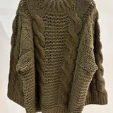 Pull en maille tressé [ kaki ]