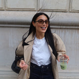 Balloon sleeve trench coat