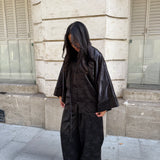 Ensemble mandarin en satin [ noir ]