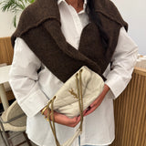 Pull col roulé en maille [ marron ]