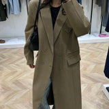 Manteau long à épaulettes [ taupe ]