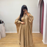 Ensemble chemise longue et pantalon doublé en voile de coton camel