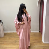 Ensemble chemise longue et pantalon en satin [ rose ]