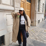 Balloon sleeve trench coat