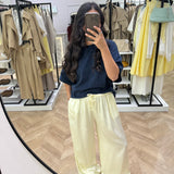 Pantalon en satin jaune [ extra long ]