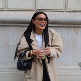 Balloon sleeve trench coat