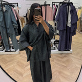 Ensemble chemise + pantalon texturé