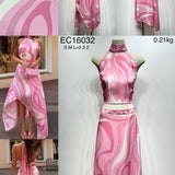 Ensemble à motifs rose