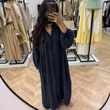 Robe longue à ceinture [ marine ]
