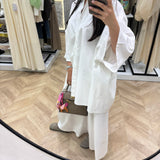 Ensemble ample chemise avec pantalon pince évasé [ blanc ]