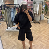 T-shirt à épaulettes [ noir ]