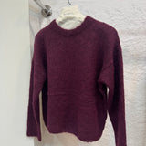 Pull col rond en laine et angora cerise
