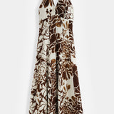 Robe à motifs fleurs marron