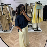 Pantalon en satin jaune [ extra long ]