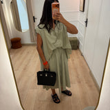 Ensemble chemise sans manche et bermuda [ vert ]