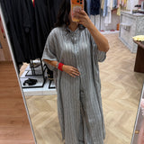 Chemise longue et pantalon à rayures [ gris ]
