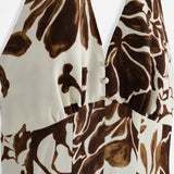 Robe à motifs fleurs marron