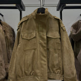 Manteau façon daim a zip et poches